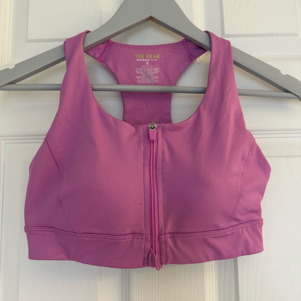 Tek Gear Front Zip Sports Bra Women’s Small Magenta High Impact Racerback